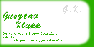 gusztav klupp business card